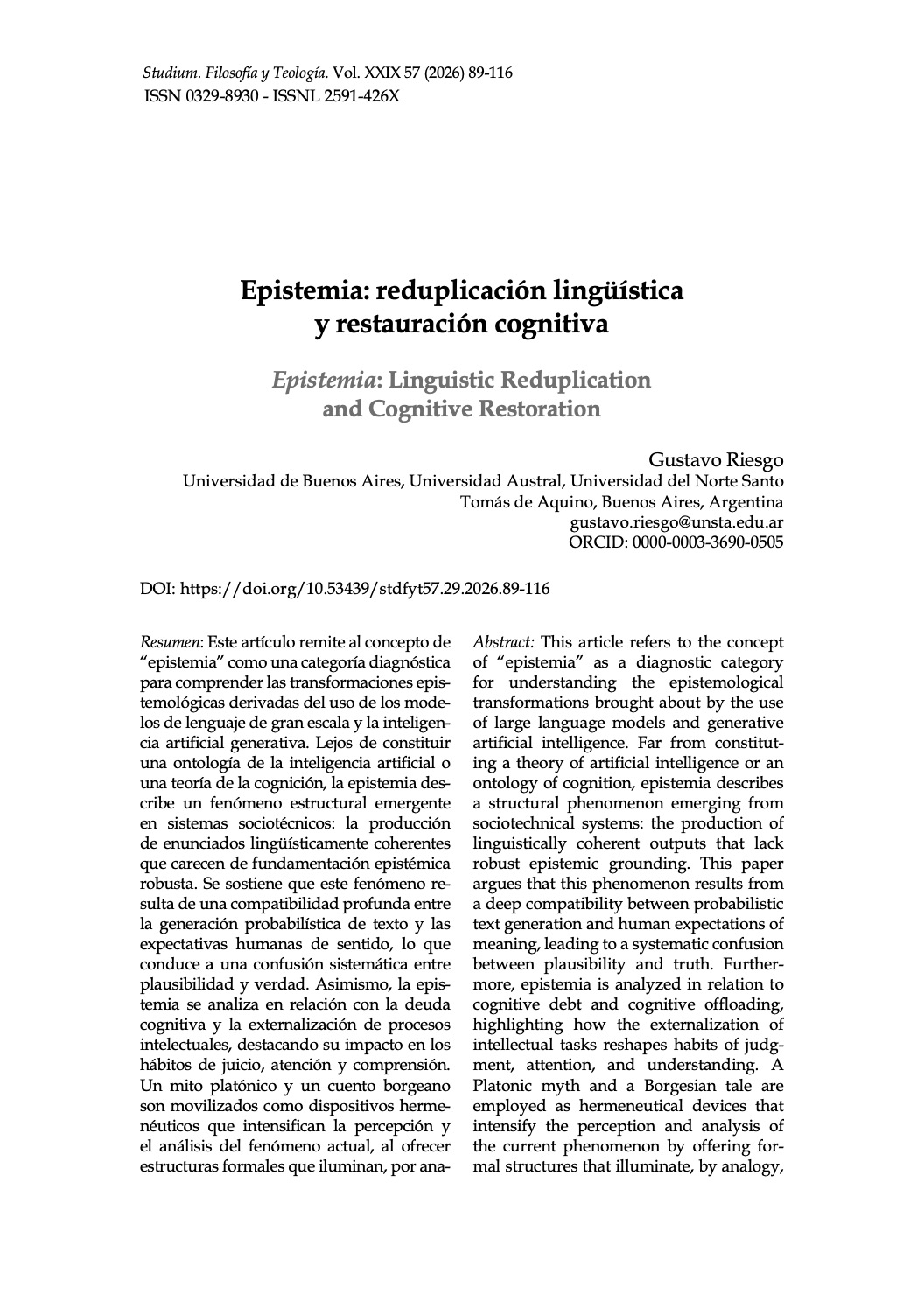 Studium 57 (2026) — EpistemIA